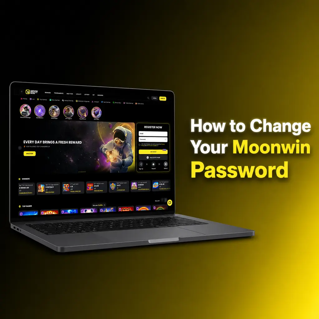 Step-by-step guide showing how to reset a forgotten Moonwin account password via email or SMS recovery.