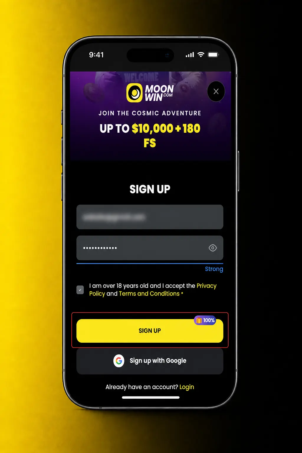 Step-by-step guide to registering on Moonwin Australia, showing sign up form fields and verification process.