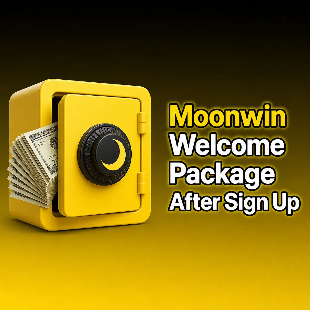 Moonwin welcome package: up to 225% bonus, 9,750 AUD, and 180 free spins across three deposits after sign up.